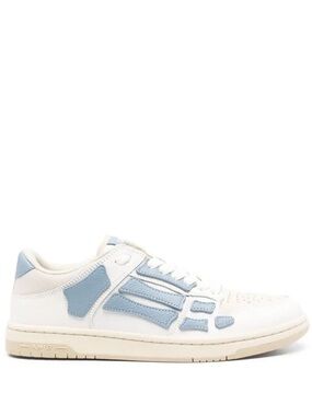 AMIRI White with Light Blue Low-Top Leather Sneaker